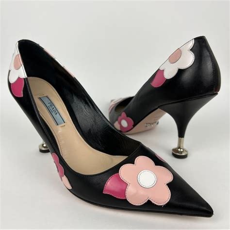 prada flower heel shoes|prada heels boots.